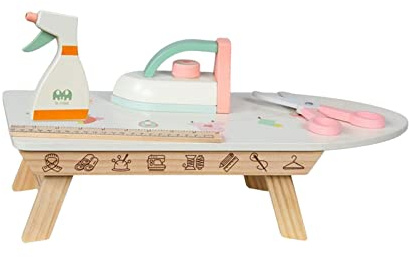 RCULWPLP Simulation Ironing Toy Laundry Play Set with Clothes Iron, Ironing Board, &