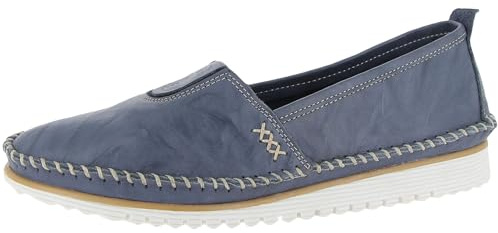 Andrea Conti Damen Slipper aus Leder mit Wechselsohle 1883656, Größe:42 EU, Farbe:Blau