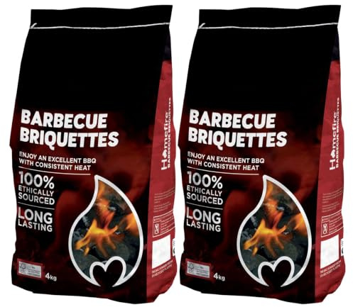 BBQ Briquettes 4kg x 2 | Charcoal for Outdoor Cooking | Suitable for Camping, Picnics & Weekend Cookouts