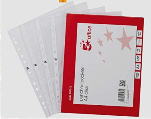 5 Star Binding Combs Covers 200 Micron A4 Clear PVC Plastic (Pack of 100)