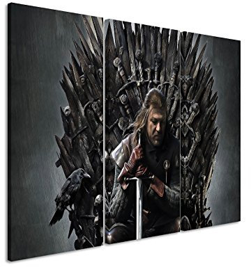 Leinwandbild 3 teilig Game_of_Thrones_Throne_3x90x40cm (Gesamt 120x90cm) _Ausführung schöner Kunstdruck auf echter Leinwand als Wandbild auf Keilrahmen