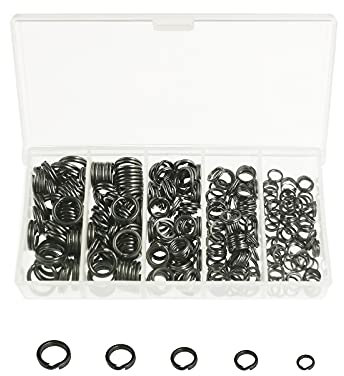 Milepetus 250Pcs Sprengringe Angeln, Spaltringe Edelstahl Split Ring Köderring für Angeln Fischen,Angelköder Leinen Connector (Black(250pcs))