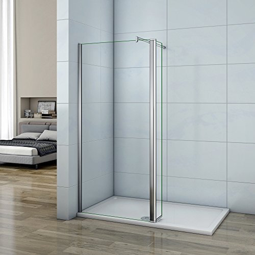 50x200cm Walk in Duschwand Duschtrennwand 8mm Easy-clean Nano Glas Duschabtrennung mit 30cm Flipper Panel F123
