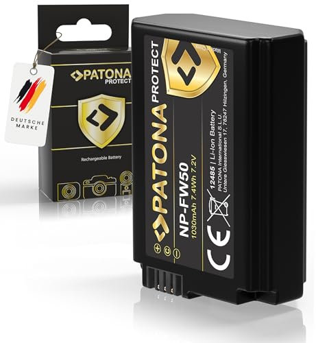 PATONA PROTECT NP-FW50 Batteria 1030mAh compatibile con Sony Alpha 5100 6000 6100 6300 6400 6500 7 A7 A7S A7R A7II A6000 A6300 A6400 A6500 ZV-E10 RX10 Mark II III IV NEX 3 5 6 7R 7II 7S NP FW50