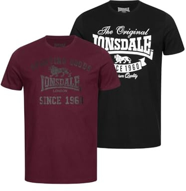 Lonsdale Herren T-Shirt Normale Passform Doppelpack Torbay
