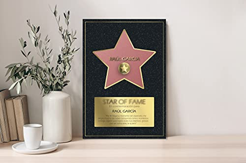 Oedim Regalo Original Placa Metacrilato Estrella de Hollywood Personalizada, Fabricado en Metacrilato 4mm, 19,5 x 28,2cm, Efecto Espejo, Con Apoyo