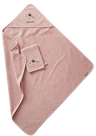 VERTBAUDET Cape de Bain + Gant de Toilette Rose poudré 100X100