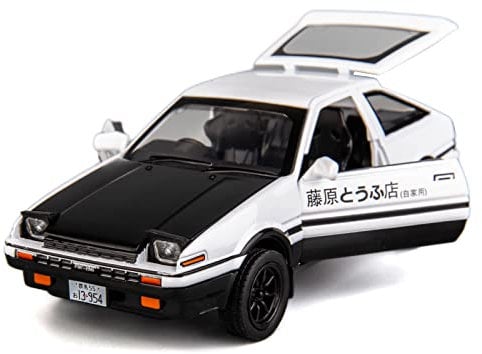 TGRCM-CZ 1/32 Toyota AE86 Initial D Modellauto, Zinklegierung, Rückzieh-Spielzeugauto mit Sound und Licht, für Kinder, Jungen, Mädchen, Geschenk (schwarz)