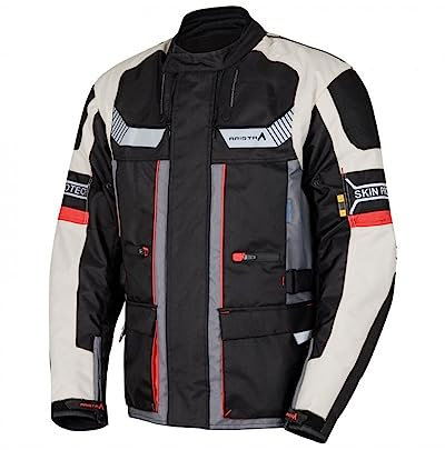 ARISTA Chaqueta Moto, Cordura, Impermeable, 4 estaciones, Protecciones EVO 1 y 2 CEE, Reflectantes, Forro Interior, Modelo BLACK AVENTURA (L)