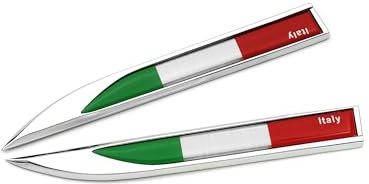 PTDecals 1 Paar Italienisch Italien IT Flagge Metall Emblem Aufkleber 14,7cm * 2cm Grafik Aufkleber Abzeichen Für Fahrzeug Motor Auto Kotflügel Seitenschweller Kofferraum Heckklappe Türschutz Fenster
