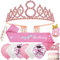 8 Geburtstag Mädchen 8 Jahre Geburtstagsdeko, 8. Geburtstagskrone und Birthday Schärpe,Rosa Diamant Roségold Krone Geburtstag Crown Schärpe,Luftballons 8 Jahre,Kerze für 8th Party Deko Mädchen