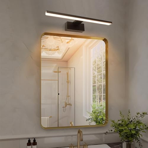 Aigostar LED Spiegelbeleuchtung 40cm – 8W 560LM Warmweiß 4000K, IP44 Badezimmer-Wandleuchte Schwarz, 230V (Licht für Spiegel/Make-up-Bereich)