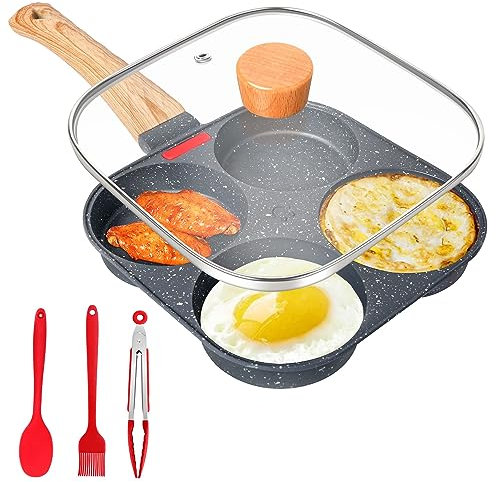 Gimars Nonstick Egg Frying Pan with Lid, 19cm Aluminium Egg Burger Pancake Pan for Gas Stove and Induction Hob