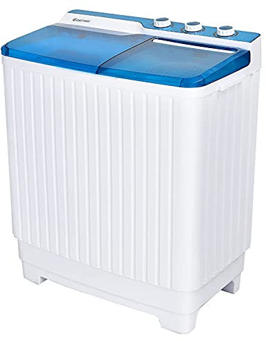 RELAX4LIFE Waschmaschine mit Schleuder, Waschautomat mit 2 Kammern & 3 Modi & Timer, 7,5 Kg Waschkapazität & 3 Kg Schleuderkapazität, Toploader Waschmaschine für Zuhause (Blau)