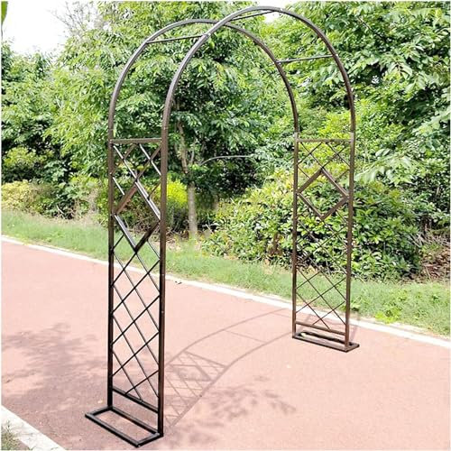 kaileFURN Heavy Rose Trellis Arch Frame Galvanised Garden Arch Metal Stable Archway For Climbing Plants, Freestanding Trellis For Rose Bushes(Size:W140xH230cm,Color:brown)