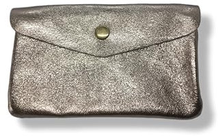 Porte-Monnaie Femme en Cuir Véritable Irisé, 15 cm x 8 cm, 3 Compartiments avec Fermeture Zippée, Protecteur RFID, Fabrication Italienne (Bronze)