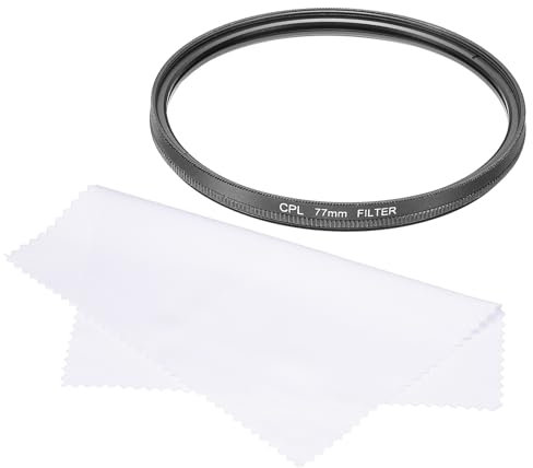 sourcing map Filtro polarizzatore circolare da 77 mm, rivestimento multistrato su entrambi i lati, filtro polarizzatore con panno di pulizia per obiettivo della fotocamera