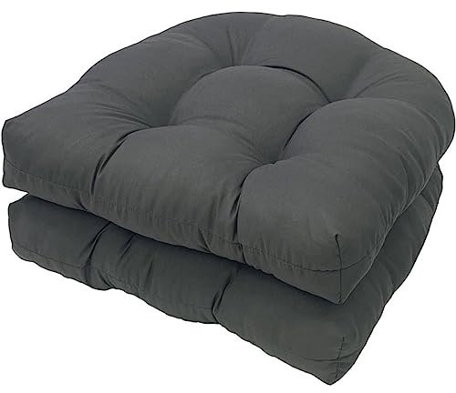 Sitzkissen-Set für Gartenstühle aus Korbgeflecht, 2er-Pack, Dickes Ersatzkissen für Terrassensitze, niedrige Rückenlehne, 48,6 x 48,6 cm