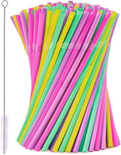 100 STK Strohhalme,Party-Trinkhalme,Wiederverwendbare Strohhalme für Party,Biegbarer Strohhalm,Geburtstag,Hochzeit, Harte Trinkhalme für Smoothies,Saft,Cocktail(100),Pflanzenmaterial