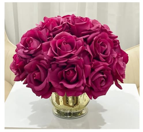OWOHYG Used for home decoration and party decoration Fuchsia Real - touch Rose Arrangement. Lavish and Glamorous. For French - style Decoration, Table Centerpieces, Interior Ele