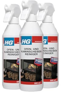 HG Ofen- & Kaminscheiben-Reiniger – 3er Set Glasreiniger für Ofen & Kamin Entfernt Fett & Ruß mühelos