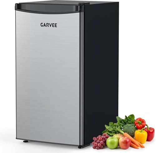 Garvee Under Counter Fridge, 47L Capacity Freestanding Mini Fridge with 5-Stage Adjustable Temperature Control, Reversible Door & Removable Shelves, Quiet 41 dB Small Fridge Freezer For Home Office -B
