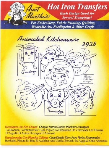 Aunt Martha's Hot Iron Transfer #3928 Animated Kitchenware by Aunt Martha's