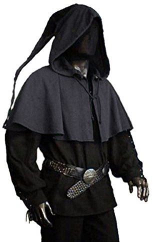 IM. Dark Dreams Gothic Mittelalter LARP Gugel mit Zipfelkapuze, Schwarz, Einheitsgröße