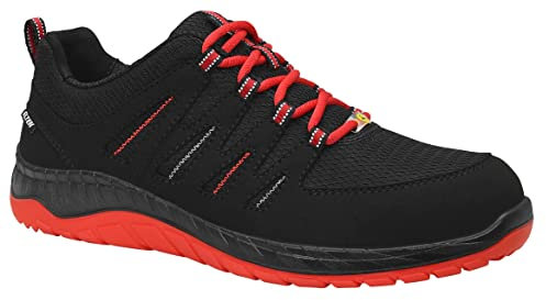 ELTEN Sicherheitsschuhe MADDOX black-red Low ESD S3, Herren, Textil, Stahlkappe, leicht, sportlich, Schwarz/Rot, Größe: 48
