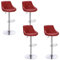 WOLTU 4er Set Barhocker Bistrohocker Tresenhocker Barstuhl Höhenverstellbar, Drehbar, Sitzfläche aus Kunstleder, verchromter Stahl Bordeaux BH23bd-4