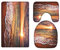 A.Monamour Badezimmer Badematte 3 Teilig Set Sand Strand Wellen Meer Sonnenaufgang Tropische Toilette Deckel Flanell Saugfähig Badteppiche Badvorleger Badgarnitur WC Vorleger