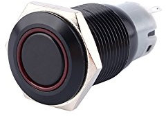 Keenso 16mm 12V Auto Power Druckschalter wasserdichte LED Druckschalter ON-OFF 1NO1NC Schalter im Auto