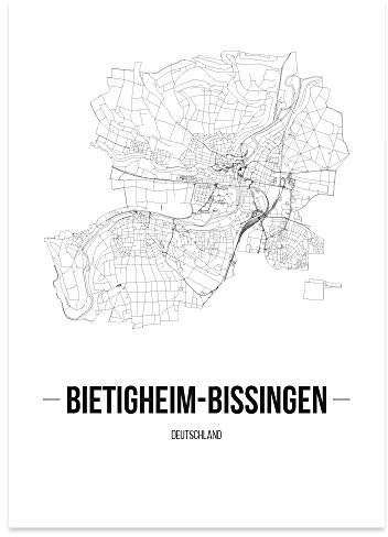JUNIWORDS Stadtposter - Wähle Deine Stadt - Bietigheim-Bissingen - 30 x 40 cm Poster - Schrift B - Weiß