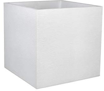 Pot carré Graphit - Blanc cérusé - 49.5x49.5x49.5-57L - EDA Plastiques - Intérieur et extérieur