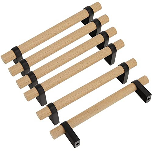 luluxing 6 Stück verstellbare Schrankgriffe aus Holz, unfertige DIY-Griffe, verstellbare Doppelloch-Abstandsgriffe, moderne Hardware-Griffe, Küchenschrank, Schubladen