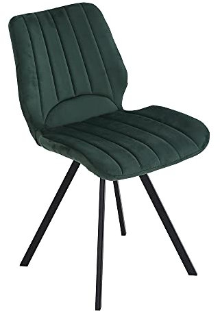 TRISENS Esszimmerstühle Küchenstuhl Polsterstuhl Design Stuhl mit Rückenlehne, mit Sitzfläche aus Samt, Gestell aus Metall, Farbe:Dunkelgrün, Menge:1 St.