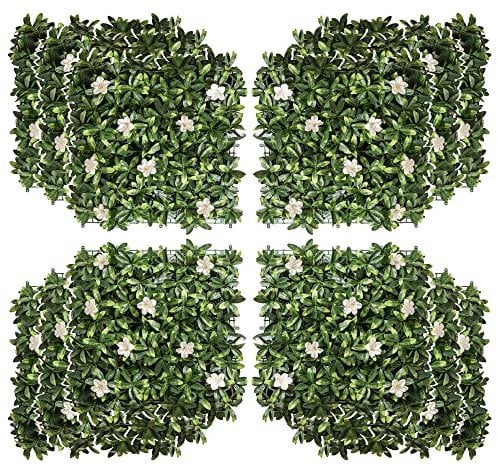 Outsunny 12PCS Artificial Boxwood Wall Panels 50cm x 50cm Rhododendron Privacy Fence Screen Faux Hedge Greenery Backdrop for Home Garden Backyard Balcony