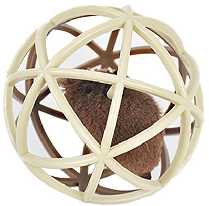 Washranp Bola de juguete para gatos, bola hueca para mascotas, diseño falso integrado, colorido ratón interactivo con sonido de gato, juguetes de hierba gatera, jaula de bola, juguete de gato para