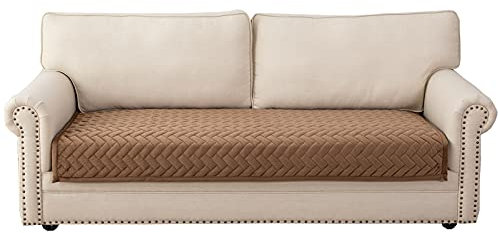 Eismodra Sofa Überzug,Sofabezug 3 Sitzer,Anti-Rutsch-Couch Überzug für L Form Sofaschoner Chaiselongue Ecksofa 2 Sitzer Schonbezüge Wohnzimmer Sessel Hunde Haustiere,Braun,110x160cm(nur 1 Stück)