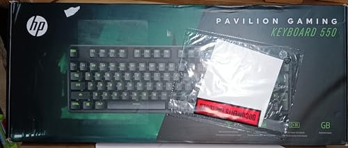 HP Pavilion Gaming Keyboard 550, Red Hybrid Mechanical-Membrane Switches, RGB Lighting, 10 Keys Rollover, Anti-Ghosting, Gaming Mode, Adjustable Feet - Black