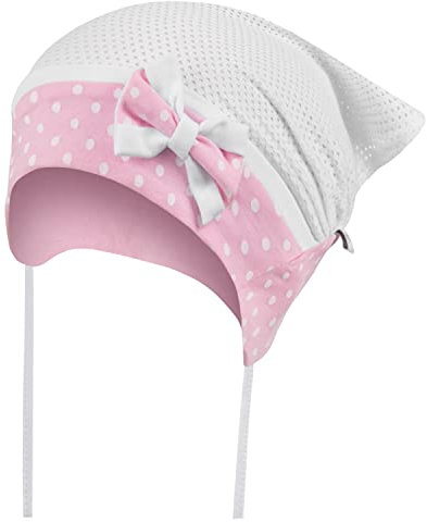 Kopftuch Mütze Baby Mädchen Sommer Dreiecktuch Stirnband, Farbe: Weiß/Rosa, Größe: 40-42