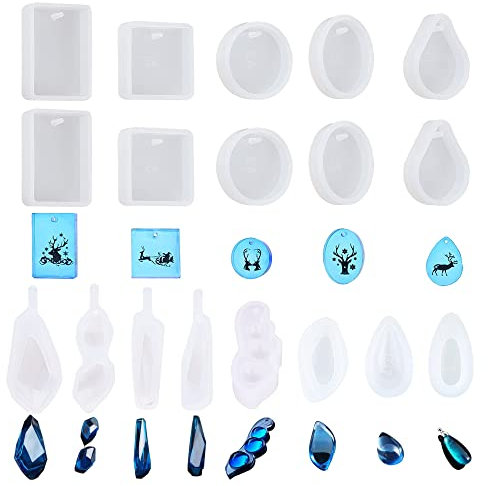 Yayatty 18 Pz Molde Silicona Resina, 13 estilos Molde Silicona Resina Silicona Moldes de Joyería para Hacer El Colgante del Collar