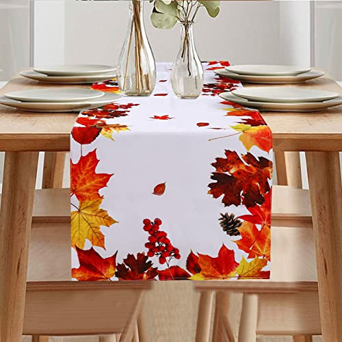 Herbst Tischläufer, Herbstlicher Läufer, Ahornblatt Läufer, Tischläufer Ahornblatt Leinenoptik, Tischdecke Modern, Tischläufer Blumen, Tischläufer Dekoration, Tischläufer für Drinnen und Draußen