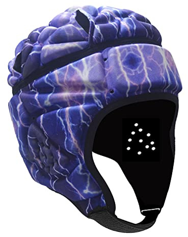 Rugby Helmet Flag Football Padded Headgear Adjustable Soft Shell Headguard Head Protection Soccer Scrum Cap for Kids Youth (Purple)