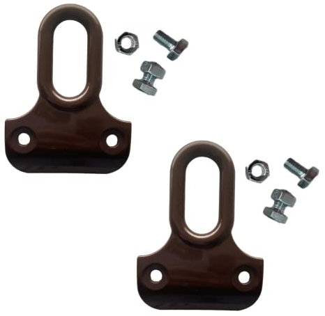 TENDAGGIMANIA Ganci per Tende da Sole Esterno 1 COPPIA - Completi di viti di fissaggio - Colore MARRONE - Accessori occhielli per tende da sole Tempotest in PVC - ADATTABILI A Qualsiasi Profilo