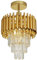 Modern Led Crystal Pendant Light Golden Crystal Chandelier Lights 3-Tier Raindrop Chandelier Light Fixture Flush Mount Ceiling Light for Dining Room Living Room Table Foyer,D25cm