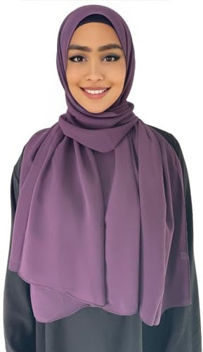 Hijab Kopftuch Muslimisches Kopftuch Chiffon kopftuch 180x70cm groß Islamisches Kopftücher für Damen & Mädchen (Lila-#7)