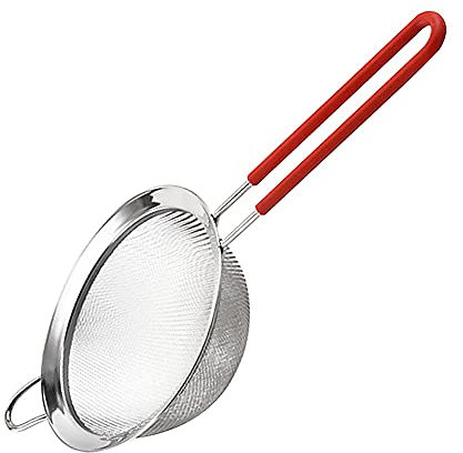 OUSIKA Coladores de Alimentos de Acero Inoxidable, colador de Malla Fina de 2 Capas 30, colador de harina de Cocina, tamiz de Malla Manual, colador de Aceite, Cocina también Espumadera (Size : 10cm)