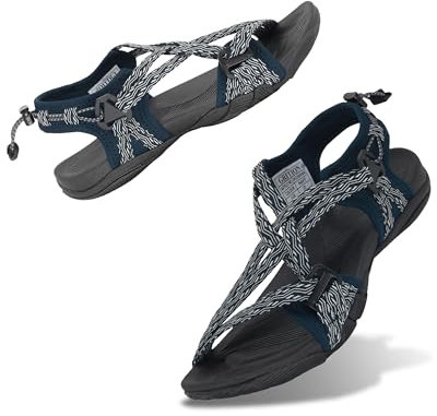 GRITION Wandersandalen Sommer Damen Trekkingsandalen Outdoor Leicht Frauen Outdoor Bequeme Athletic Sandalen für Damen Armee Blau 39EU