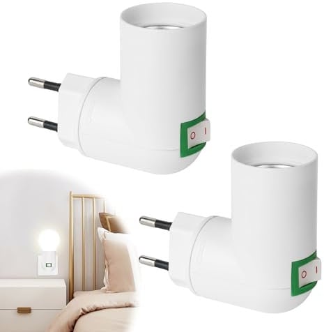 2 Stück Lampenfassung E27 mit Schalter,Lampenhalter E27 Mit Schalter, Lampenfassung Mit Stecker,E27 lampe Steckdose,360° Drehbarer Verstellbarer Lampe Steckdose,Lampe Mit Stecker für Küchenlampe